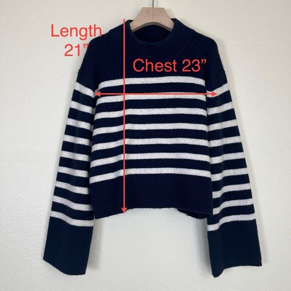J Crew Women Size S Striped Chunky Crewneck Sweater Supersoft Yarn Preppy Alpaca - Picture 8 of 15